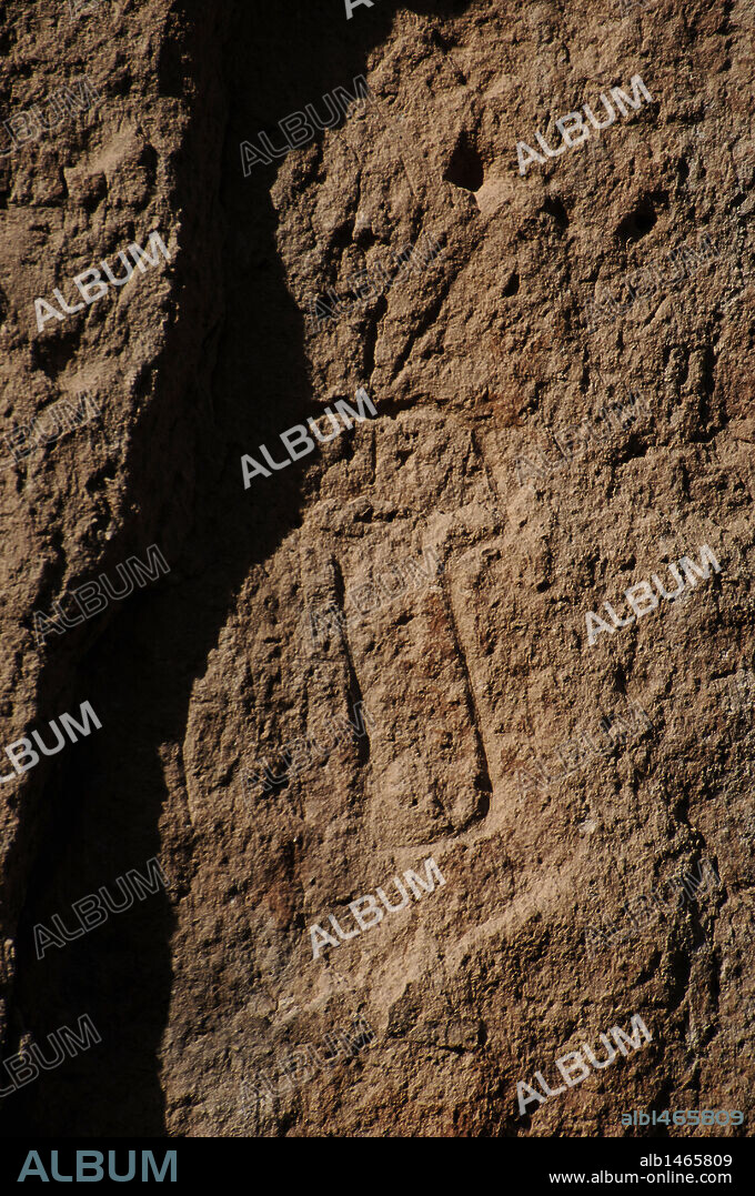 ARTE PREHISTORICO. NEOLITICO. AMERICA. CULTURA ANASAZI. Ancestros de los Indios Pueblo. "PETROGLIFO ANASAZI". MONUMENTO NACIONAL BANDELIER. Estado de Nuevo México. Estados Unidos.