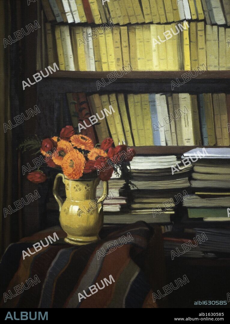 FéLIX EDOUARD VALLOTTON. The Library   Felix Edouard Vallotton (1865-1925/Swiss)   Musee du Prieure, St. Germain-en-Laye.