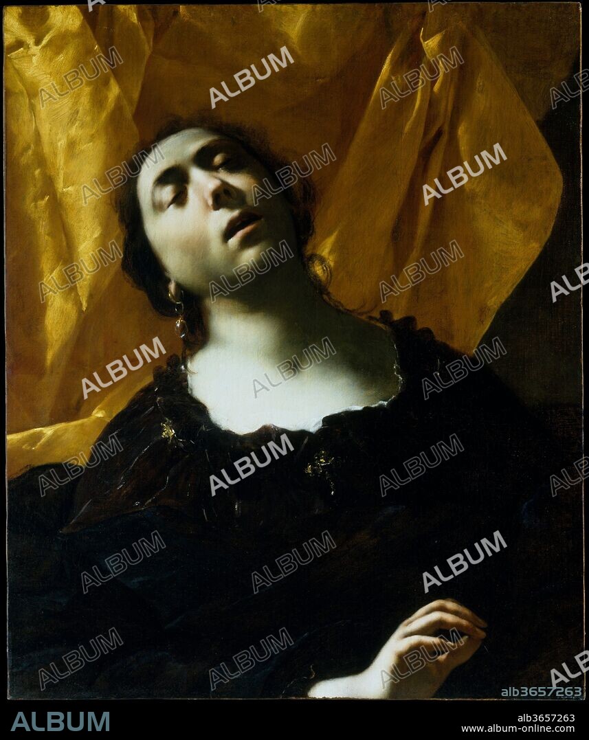 Herodias. Artist: Francesco Cairo (Italian, Milan 1607-1665 Milan). Dimensions: 29 5/8 x 24 5/8 in. (75.2 x 62.5 cm). Date: before 1635.
This painting was probably executed in Turin, where Francesco Cairo was court painter to Duke Vittorio Amedeo I of Savoy (1587-1637), between 1633 and 1637. It is a fragment of a larger picture and would have originally included the head of Saint John the Baptist. Closely related pictures of Herodias with the head of the Baptist by Cairo are in the Museum of Fine Arts, Boston, and the Pinacoteca of Vicenza.