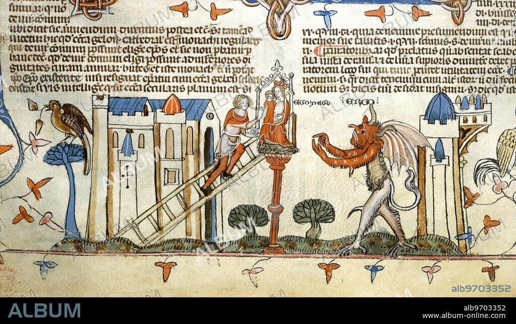 Smithfield Decretals [Decretals of Gregory IX] - The painter and the Devil.