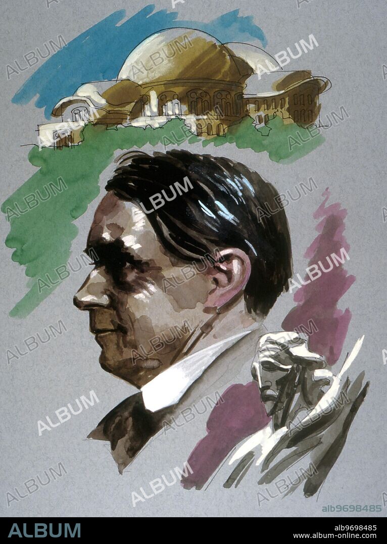 Occultists - Rudolf Steiner, with the old wooden Goethaenum in the ...