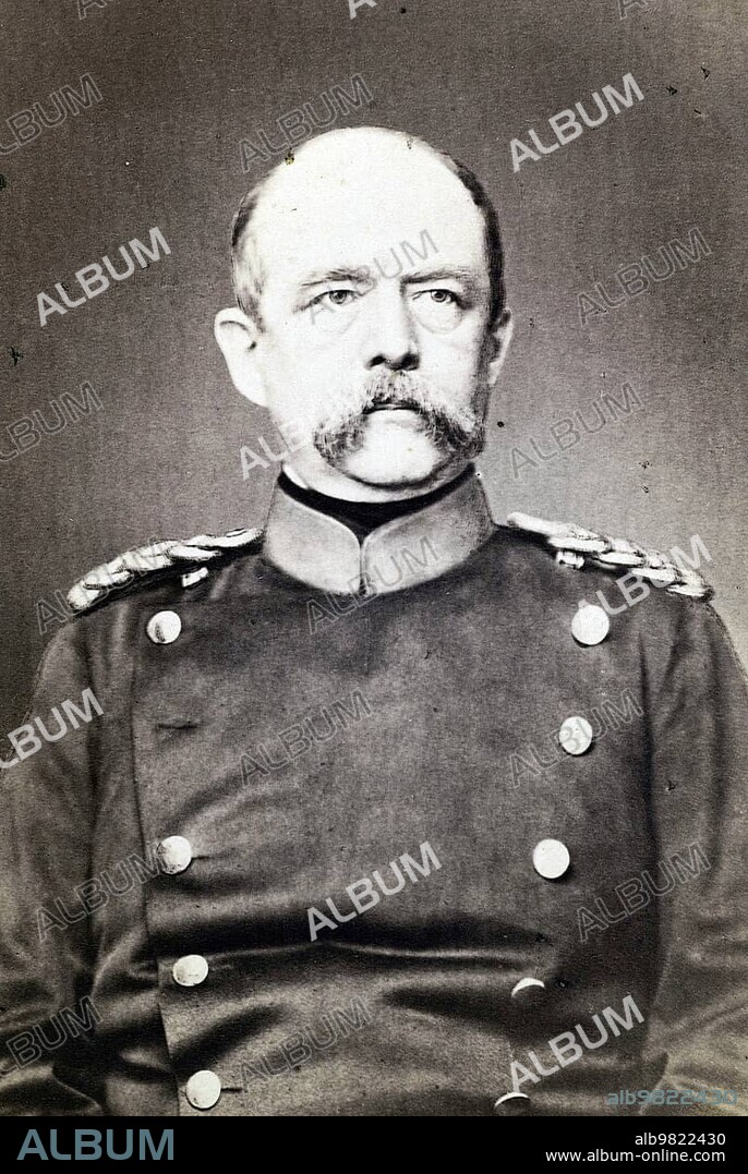 Otto Eduard Leopold von Bismarck-Schönhausen; from 1865 Count von Bismarck-Schönhausen; from 1871 Prince von Bismarck; from 1890 also Duke of Lauenburg (1 April 1815 to 30 July 1898); was a German politician and statesman; Historical; digitally restored reproduction from a 19th century original.
