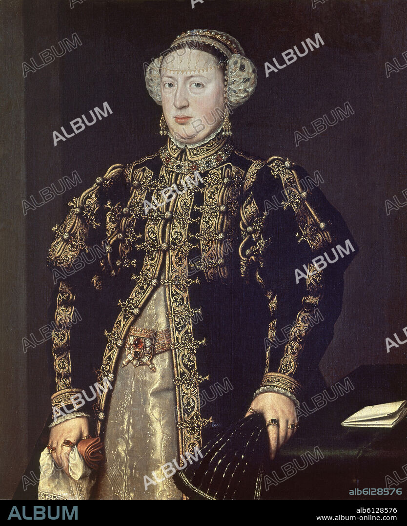 ANTONIO MORO (1519-1576). CATALINA DE AUSTRIA, ESPOSA DE JUAN III DE PORTUGAL - 1552-1553 - OLEO/TABLA - 107 x 84 cm - ESCUELA FLAMENCA - Nº 2109.