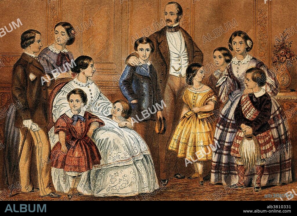 Queen Victoria (1819-1901) with Prince Albert, and their children, 1855. Victoria was Queen of England from 1837 to 1901. Inbreeding was common among royal families, causing genetic disorders. Victoria was married to her first cousin. She was a carrier of the gene causing hemophilia (recurrent bleeding). Her son, Prince Leopold, died of this. Two of Victoria's daughters were carriers of the gene, passing the disease on to the Spanish and Russian royal families.