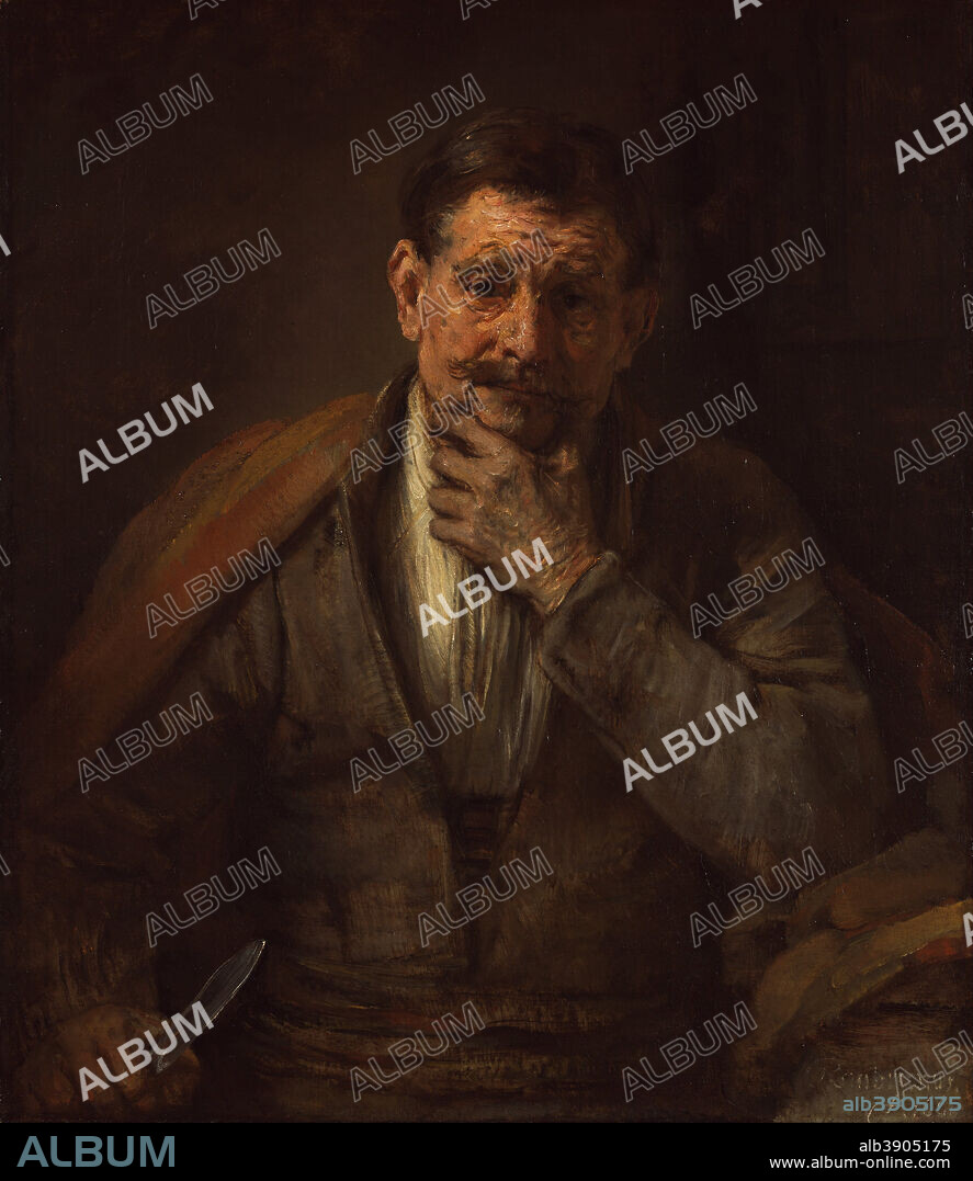 REMBRANDT. St. Bartholomew. Date/Period: 1661. Painting. Oil on canvas. Height: 867 mm (34.13 in); Width: 756 mm (29.76 in).