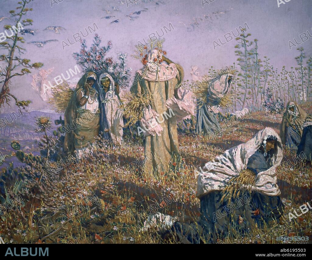 ANTONIO MUÑOZ DEGRAIN (1840-1924). THE GLEANERS OF JERICO ("LAS ESPIGADORAS DE JERICO"), 1905.