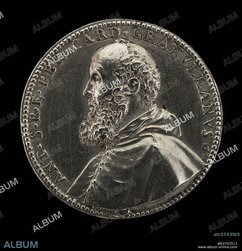 GIOVANNI VINCENZO MELONE. Antoine Perrenot, Cardinal Granvelle, 1517-1586, Bishop of Arras 1540, Cardinal 1561 [obverse]. Dimensions: overall (diameter): 4.34 cm (1 11/16 in.)  gross weight: 28.68 gr (0.063 lb.)  axis: 12:00. Medium: silver.