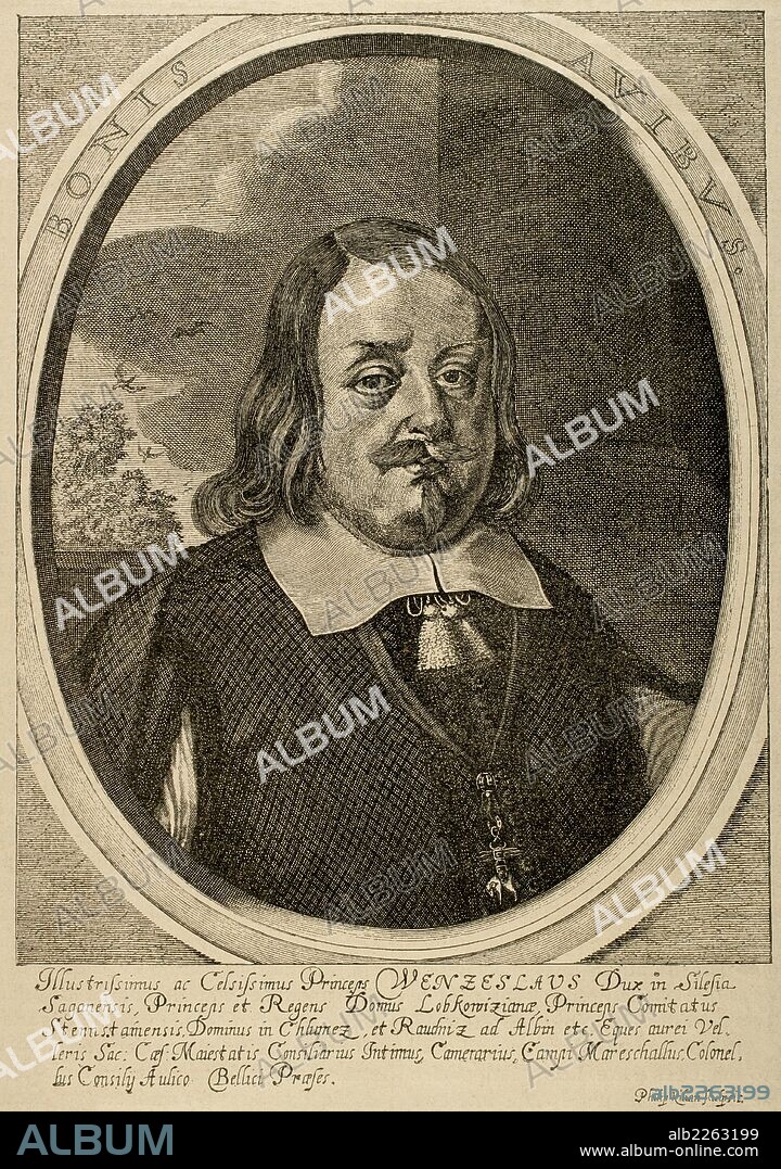 Vaclav Eusebius Frantisek, Prince of Lobkowicz. (1609-1677). Bohemian military and diplomat, and since 1646 Duke os Sagan. Engraving by F. Kilian (1628-1693). Historia Universal, 1885.