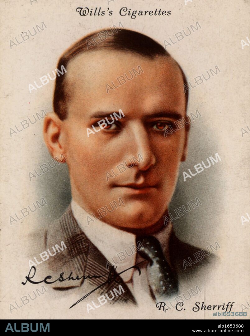 Robert Cedric (RC) Sherriff (1896-1975), English playwright, novelist and scriptwriter, born at Kingston upon Thames, Surrey.  Best known for his play "Journey's End" (1929), an account of life in the trenches in World War I .  His film scripts include "Goodbye Mr Chips" (1936) and "The Dambusters" (1955).   From a series of cards of "Famous British Authors" (London, 1937). (Photo by: Universal History Archive/UIG via Getty Images).