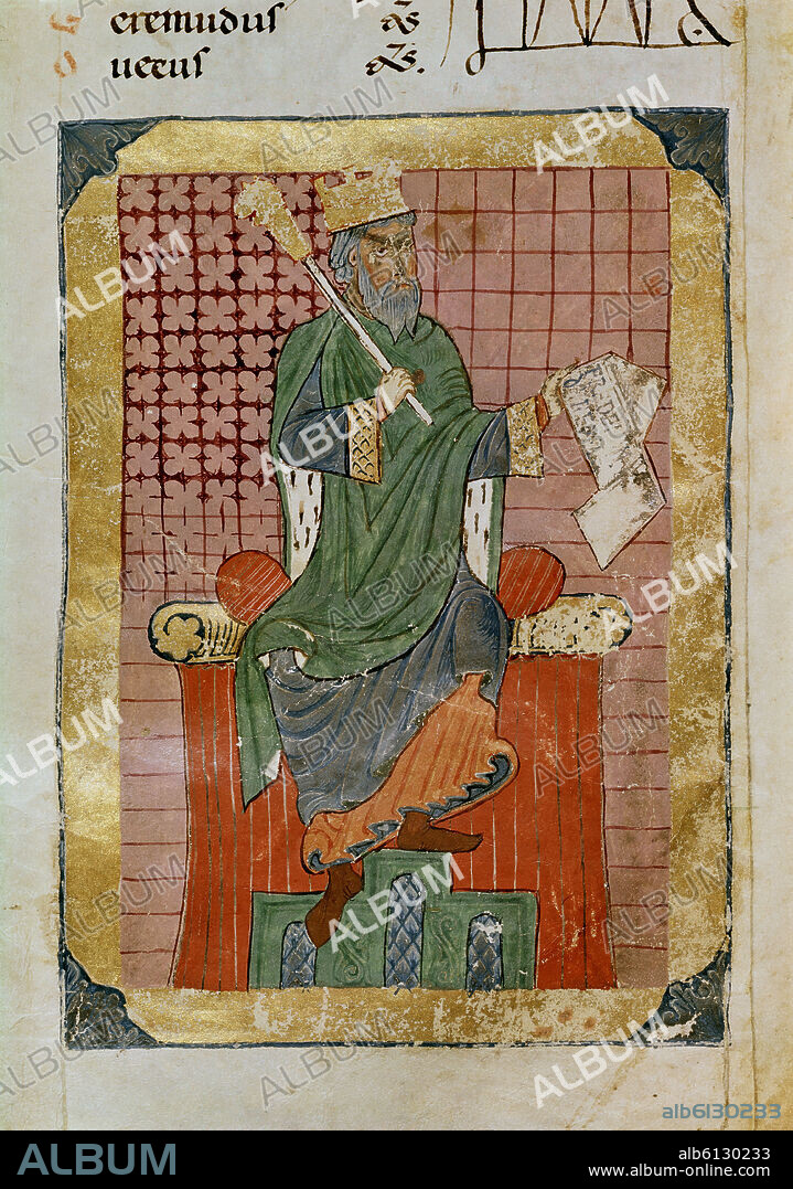 FERNANDO I (1016-1065) REY DE CASTILLA Y LEON EN UNA MINIATURA DEL CODICE TUMBO A (1125 A 1255) - FOL 25 V.