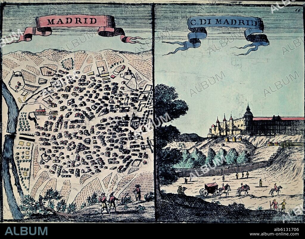 PLANO DE MADRID Y EL ALCAZAR - SIGLO XVII.