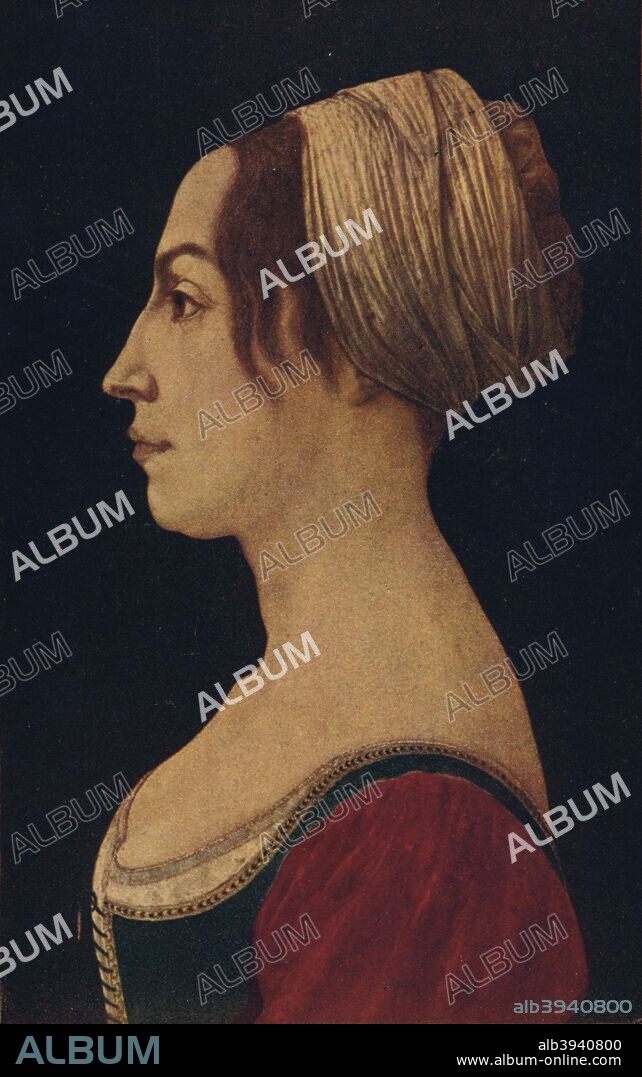 Woman in Green and Crimson, by Piero del Pollaiuolo. 15th century, Oil on wood. From The Connoisseur, VOL. XVI, 1906.