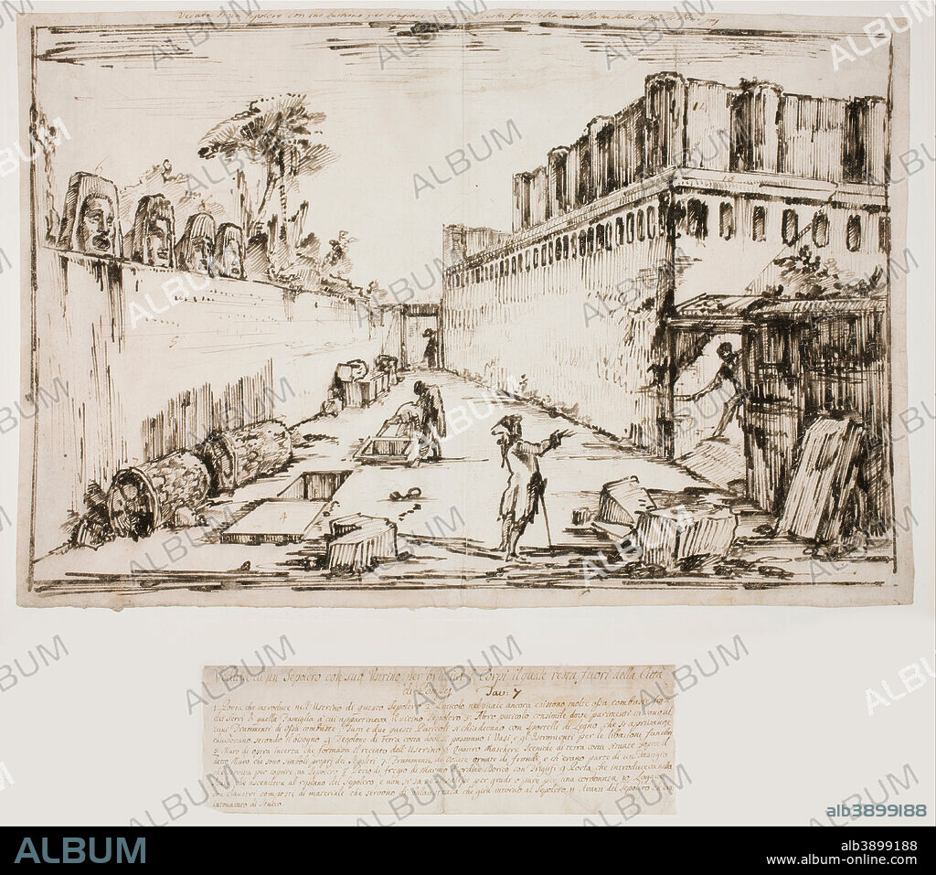 GIOVANNI BATTISTA PIRANESI. The Tomb of the Istacidi, Pompeii. Date/Period: Ca. 1777. Drawing. Pencil, reed pen, black ink. Height: 515 mm (20.27 in); Width: 775 mm (30.51 in).