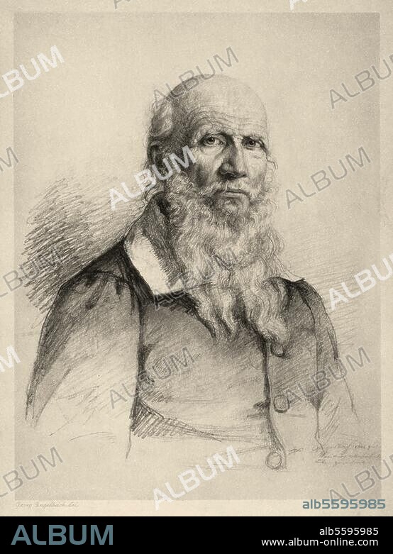Jahn, Friedrich Ludwig Begründer der dt. Turnbewegung Lans (Prignitz) 11.8.1778 - Freyburg. (Unstrut) 15.10.1852. Porträt. Zeichnung 1846, von Georg Engelbach. (geb. 1817).