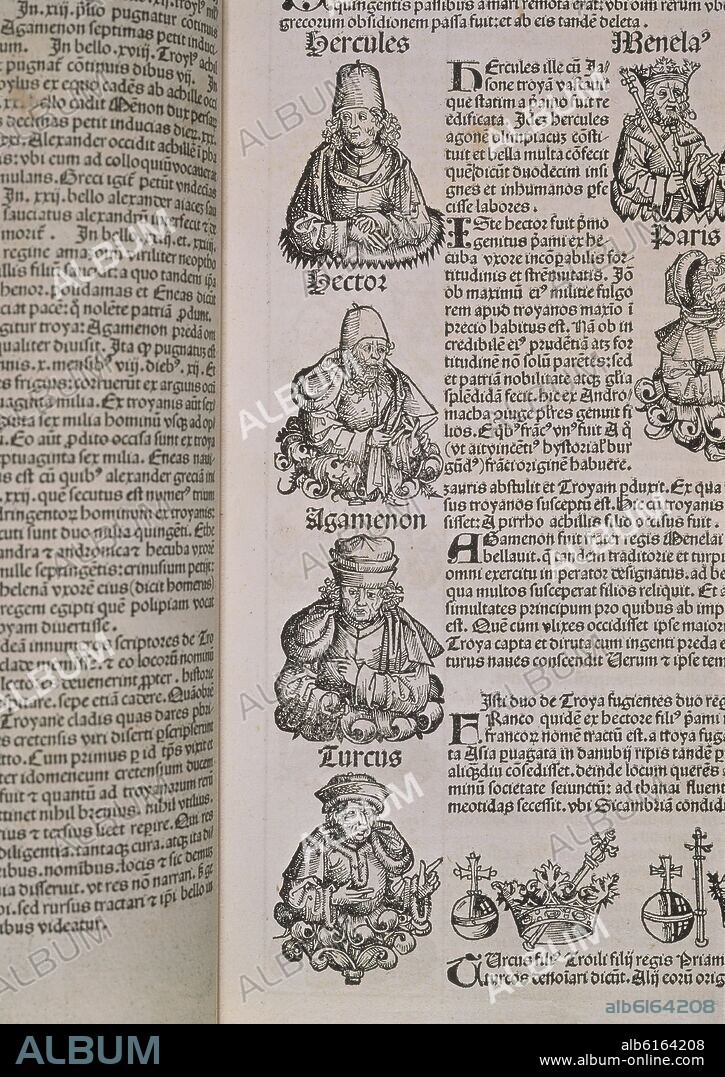 HARTMANN SCHEDEL (1440-1514). PAGINA DEL LIBER CHRONICARUM - IMPRESO EN 1493 - INCUNABLE.