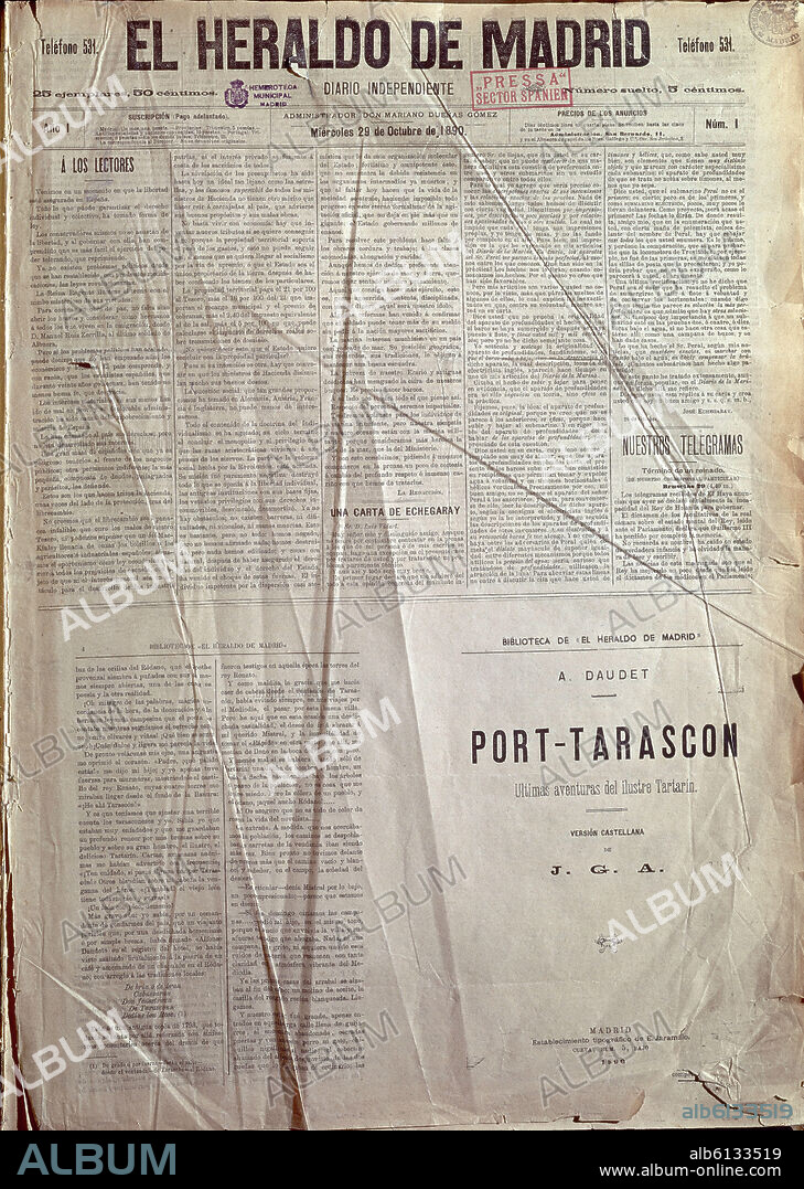 PERIODICO EL HERALDO DE MADRID 1890.