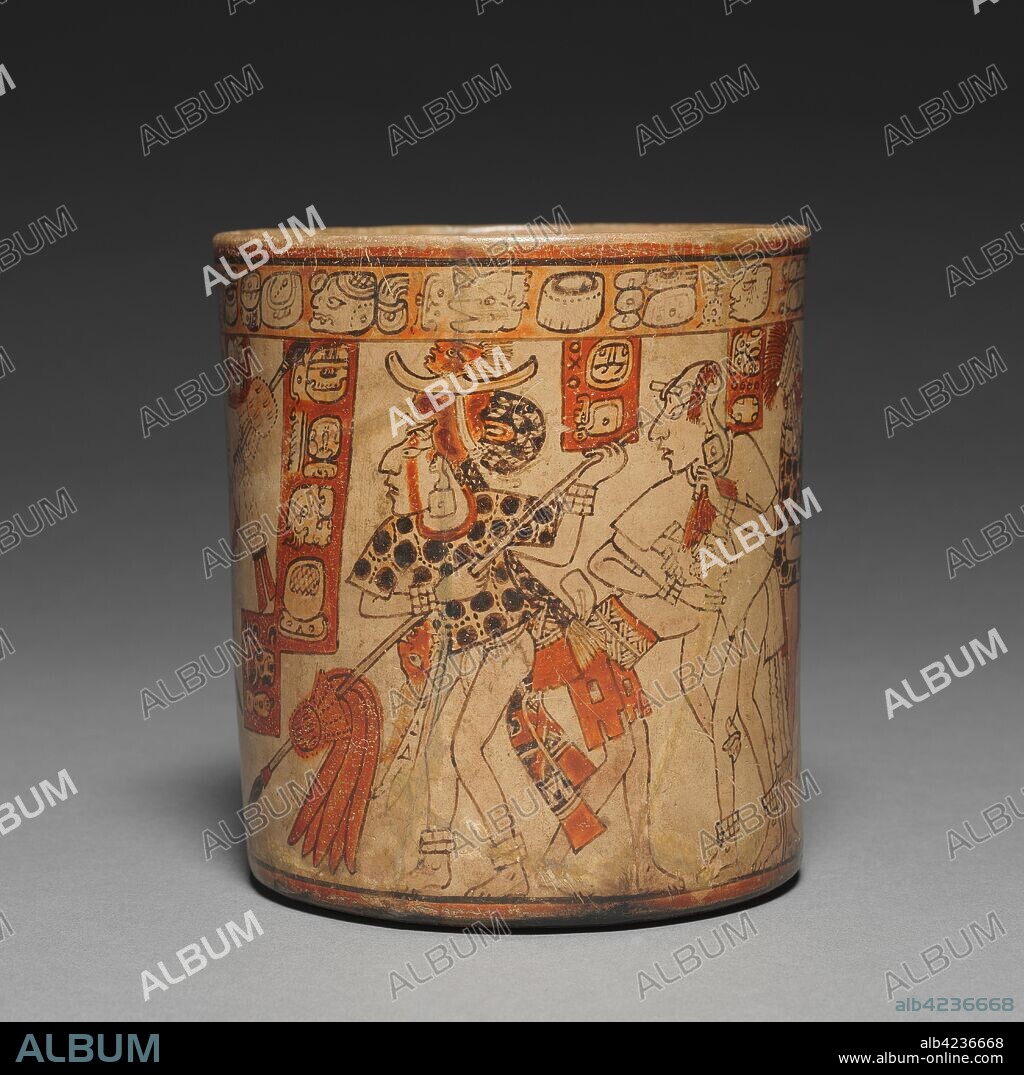 Vessel with Battle Scene, 600-900 . Mesoamerica, Maya, Nebaj region, Late Classic Period, 7th-10th century. Ceramic and slip; overall: 16.9 x 15.3 x 15.3 cm (6 5/8 x 6 x 6 in.).