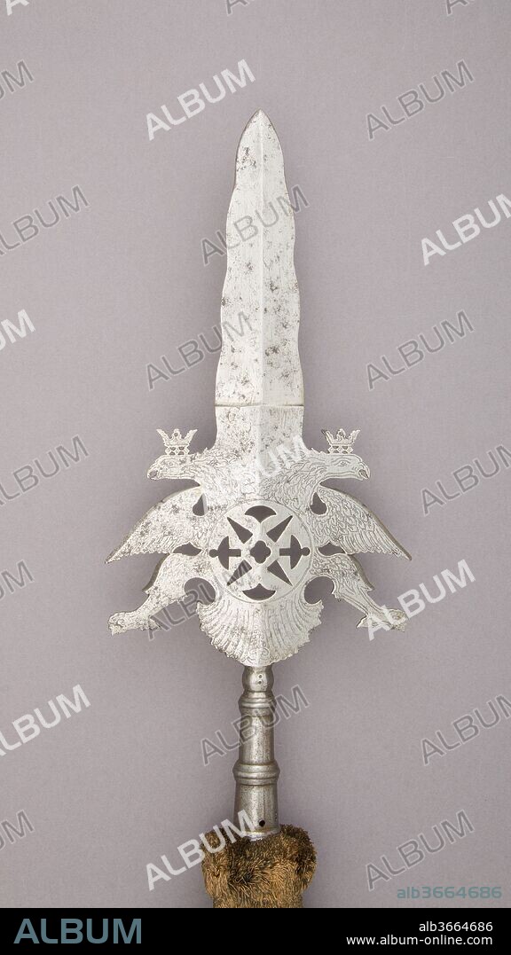Ceremonial Partisan of the Swiss Guard of the Prince Electors of Saxony. Culture: German, Saxony. Dimensions: L. 84 3/8 in. (214.3 cm); L. of head 14 in. (35.6 cm); W. 7 1/2 in. (19.1 cm); Wt. 5 lbs. 15.9 oz. (2718.7 g). Date: 1725-1814.