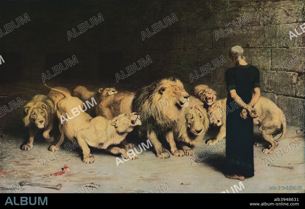 'Daniel in the Lions' Den', 1872, (1917). Painting held at the Walker Art Gallery, Liverpool. From Bibby's Annual 1917, [J. Bibby & Sons, Liverpool, 1917].
