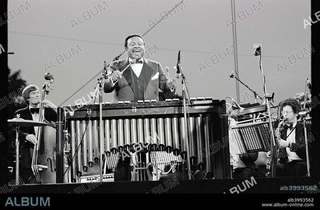 Lionel Hampton, Knebworth, 1982. Hampton was an American jazz vibraphonist, pianist, percussionist, bandleader and actor.