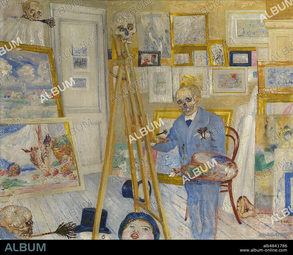 JAMES ENSOR. The Skeleton Painter.