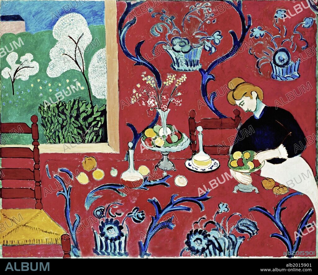 Henri Matisse / 'The Dessert: Harmony in Red (The Red Room)', 1908, Oil on canvas, 180 x 220 cm.