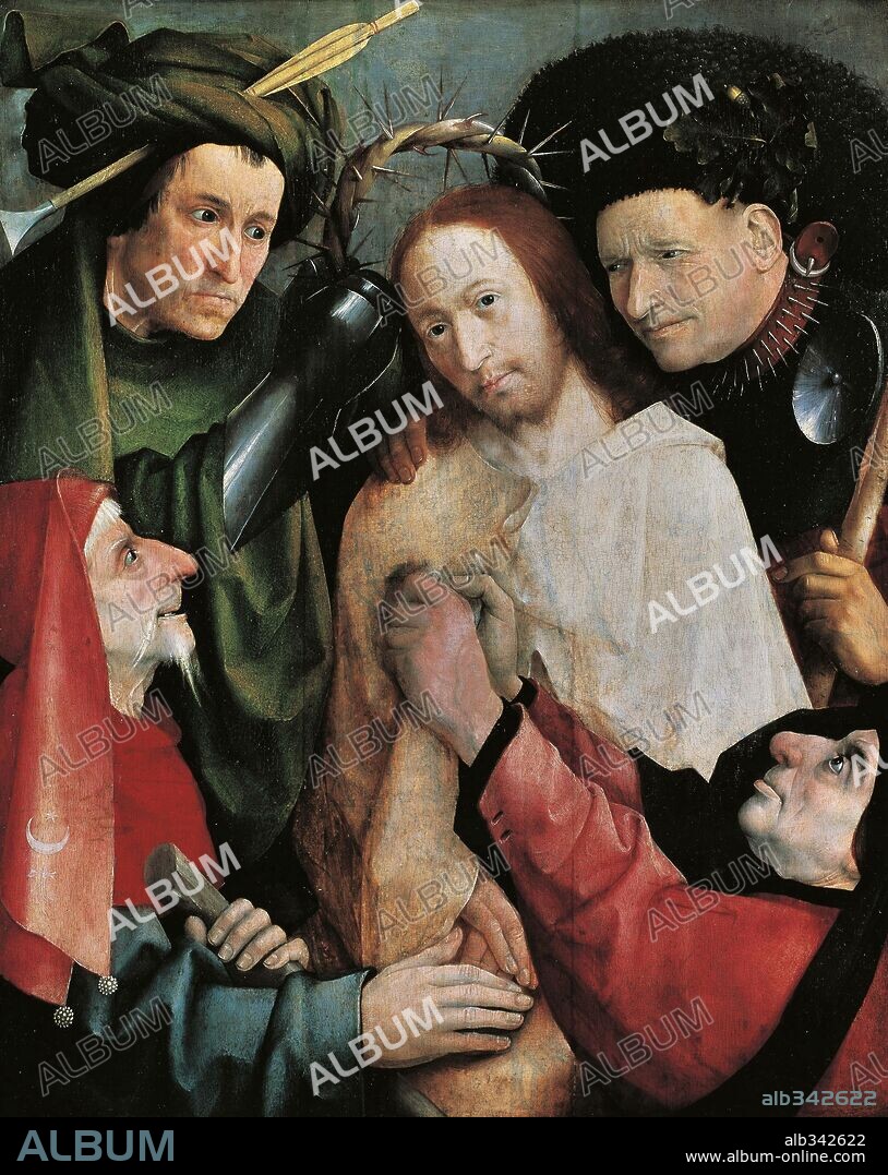 Hieronymus Bosch / 'The Mocking of Christ (The Crowning with Thorns)', 1490-1500, Oil on table, 73 x 59 cm.