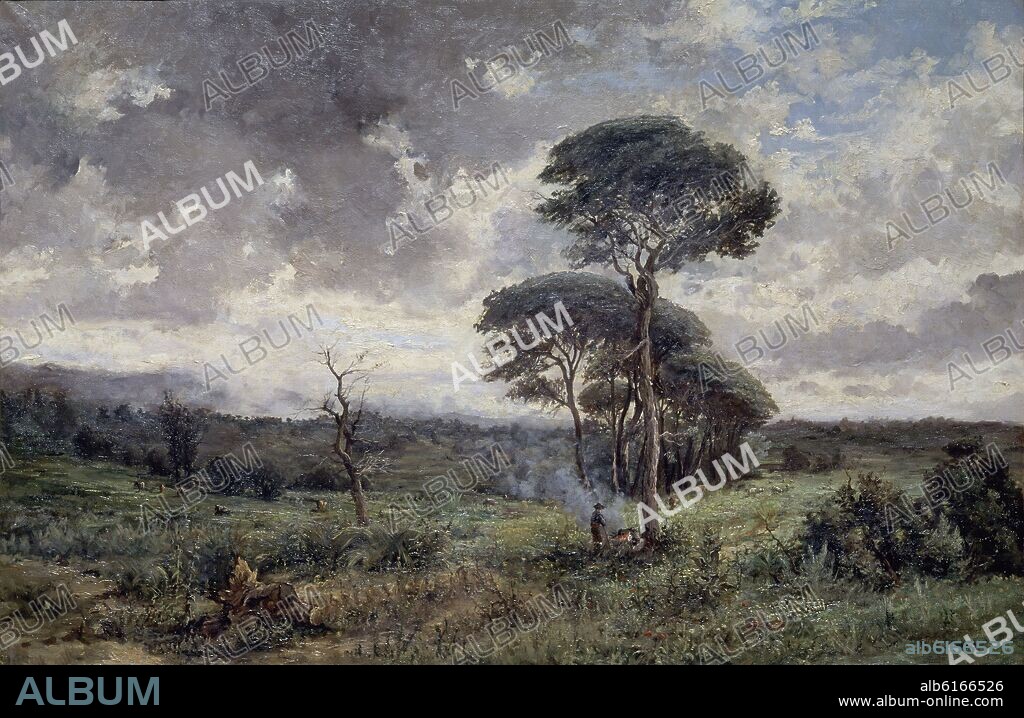 CARLOS DE HAES (1826-1898). PAISAJE - SIGLO XIX - OLEO/LIENZO - 74,5 X 110,5 CMS.