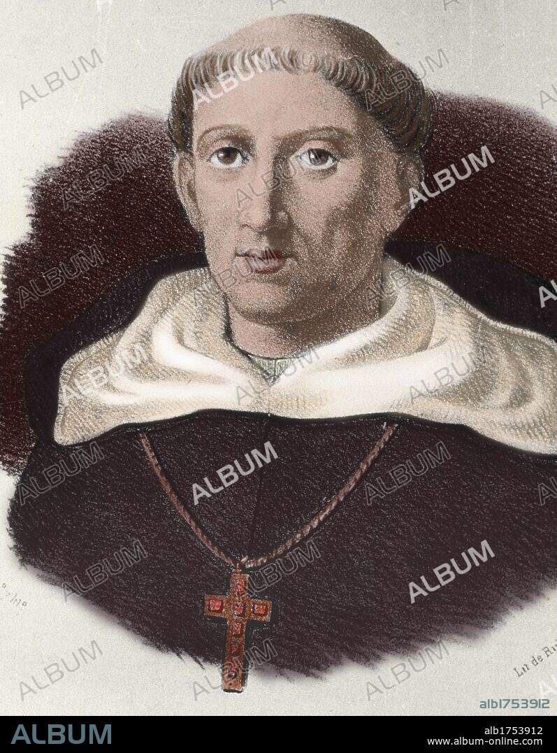 CANO, Fray Melchor (Tarancón, 1509-Toledo, 1580). Teólogo dominico español. Grabado coloreado.