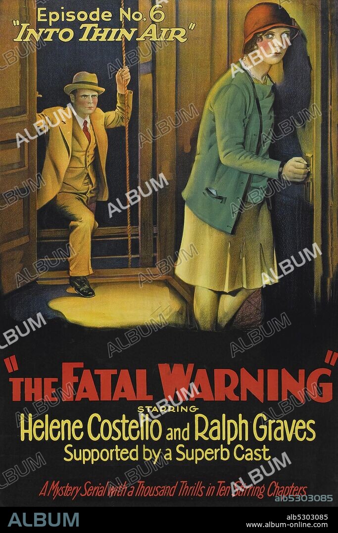 Man Climbs through window behind a woman.  The Fatal Warning is a 1929 mystery silent film serial directed by Richard Thorpe..
