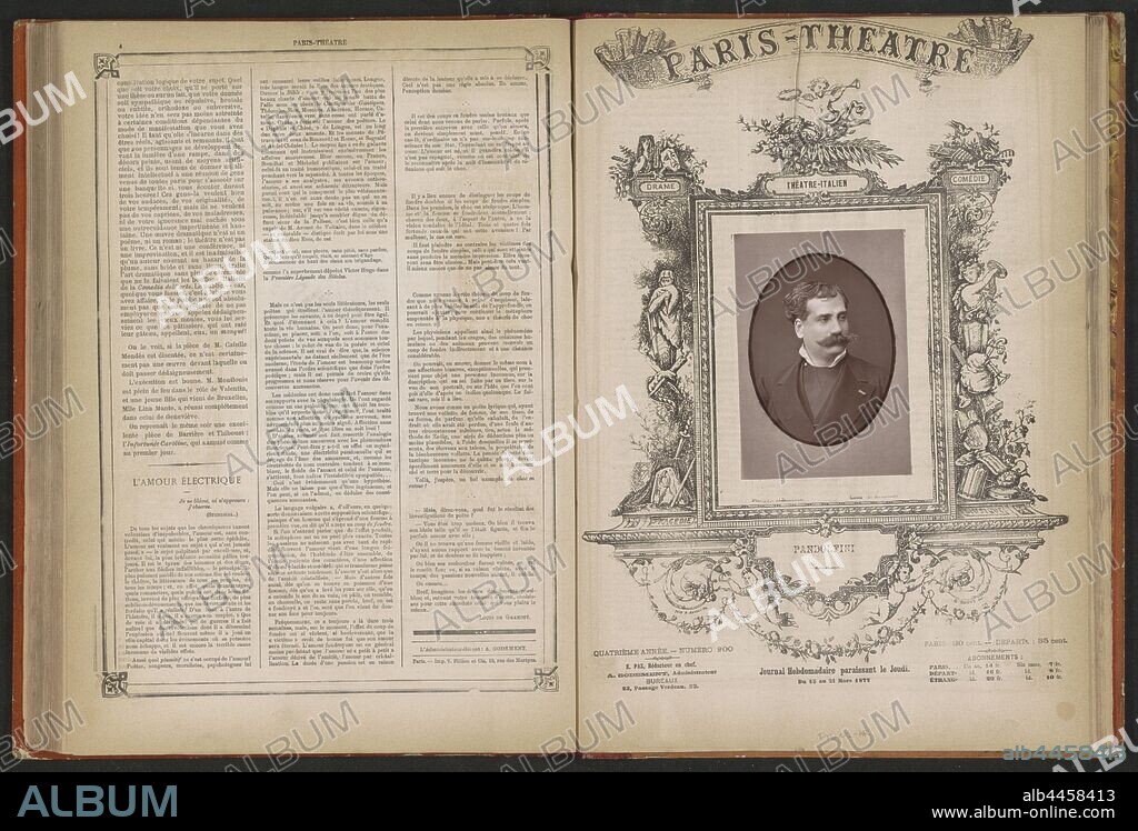 Portrait of Francesco Pandolfini Pandolfini (title on object ), portrait of opera-singer, Francesco Pandolfini, Ferdinand Mulnier (mentioned on object), Paris, c. 1872 - before 15-Mar-1877, paper, h 126 mm × w 86 mm.