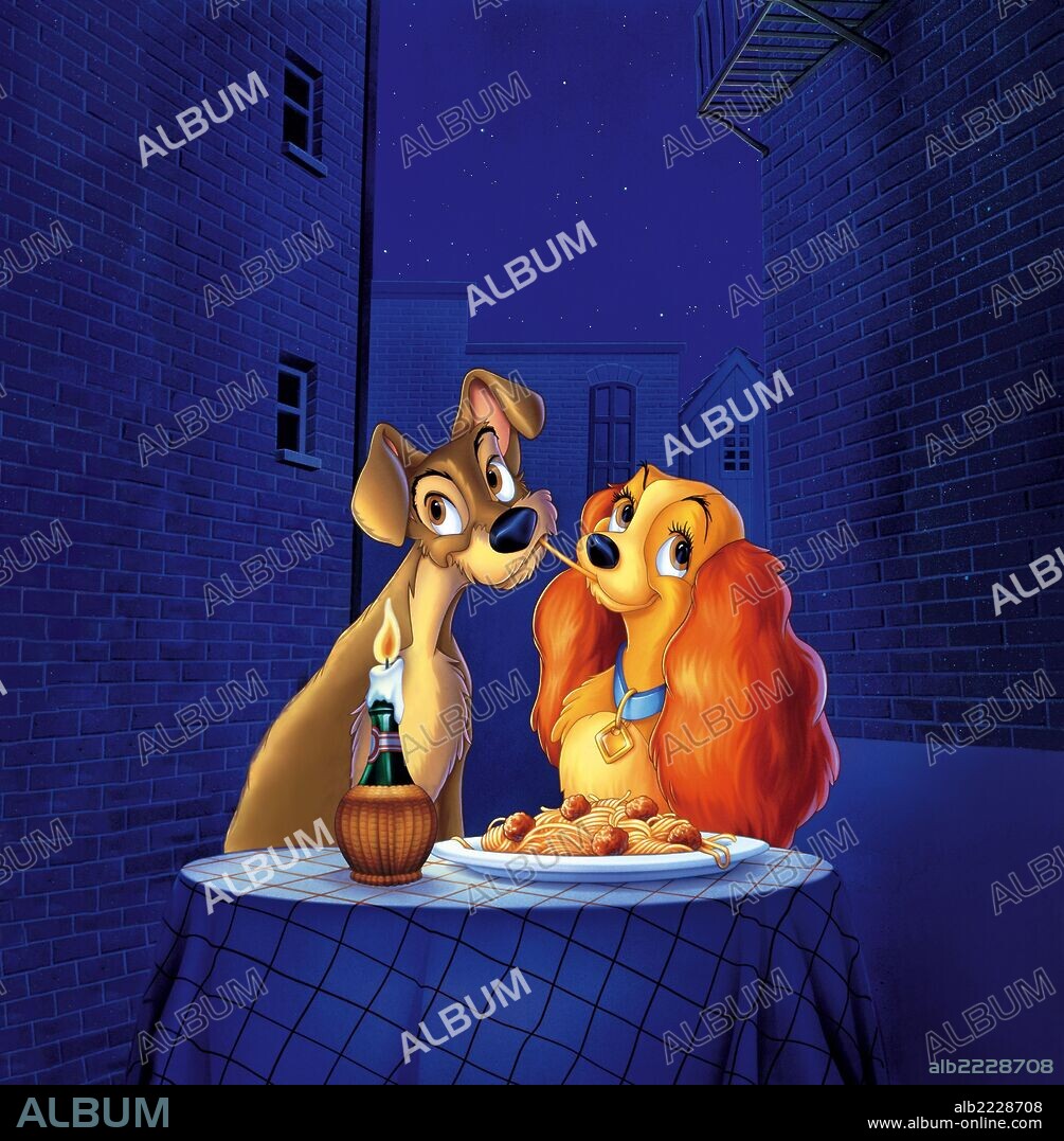 Poster of THE LADY AND THE TRAMP, 1955, directed by CLYDE GERONIMI, HAMILTON LUSKE and WILFRED JACKSON. Copyright WALT DISNEY PRODUCTIONS.