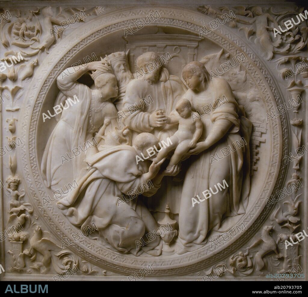 DOMENICO FANCELLI. MAUSOLEO REAL - EPIFANIA - TONDO DEL SEPULCRO DE JUANA LA LOCA Y FELIPE EL HERMOSO- 1517.