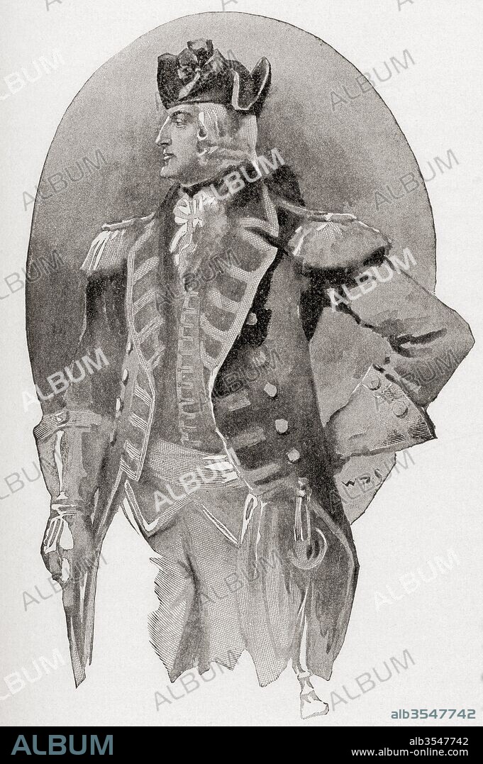 General Edward Braddock, 1695 – 1755. British officer and commander-in-chief for the 13 colonies during the actions at the start of the French and Indian War, 1754–1765. From The History of Our Country, published 1900.