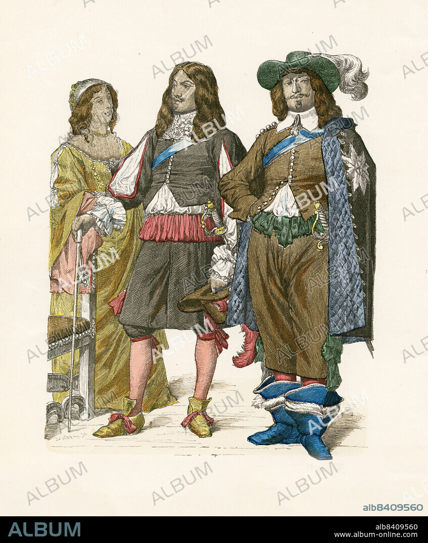 Anne (Elizabeth Stanhope), Countess of Chesterfield (1640), Courtier of Charles II (1665), Duke of Newcastle (1646), England, Illustration, The History of Costume, Braun & Schneider, Munich, Germany, 1861-1880.