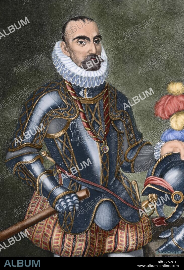 Gonzalo Fernandez de Cordoba (1453-1515). Spanish military known as El Gran Capitan. Engraving. Colored.