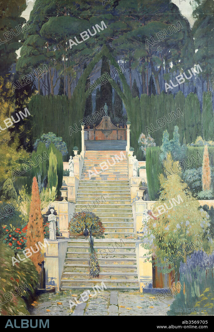 SANTIAGO RUSIÑOL. Santiago Rusiñol / 'Jardí senyorial. Raixa II' (Jardín señorial. Raixa II), 1902, Óleo sobre lienzo, 290 x 185 cm.