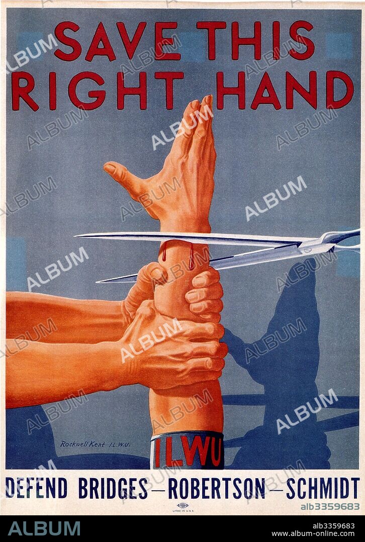 ROCKWELL KENT. Poster for the International Longshore and Warehouse Union (ILWU).