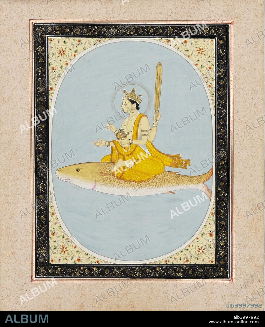 Vishnu as the fish avatar, Matsya, 1805-1815. Dimensions: height x width: mount 55.7 x 40.7 cmheight x width: page 26.7 x 22 cmheight x width: painting 18.7 x 13.7 cm.