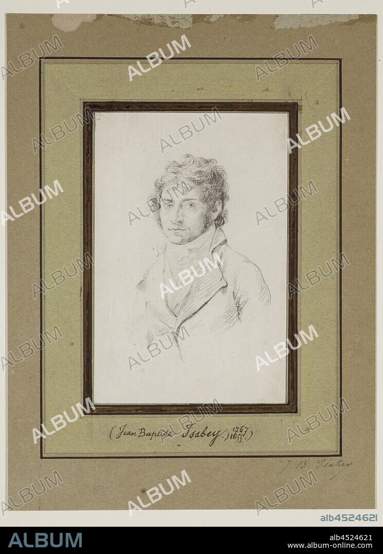 Eugène Louis Gabriel Isabey, French, 1804-1886, Man, between 1804 and 1886, graphite pencil on laid paper mounted on tan paper with French style frame drawn in black ink around frame, Sheet: 7 × 4 1/16 inches (17.8 × 10.3 cm).