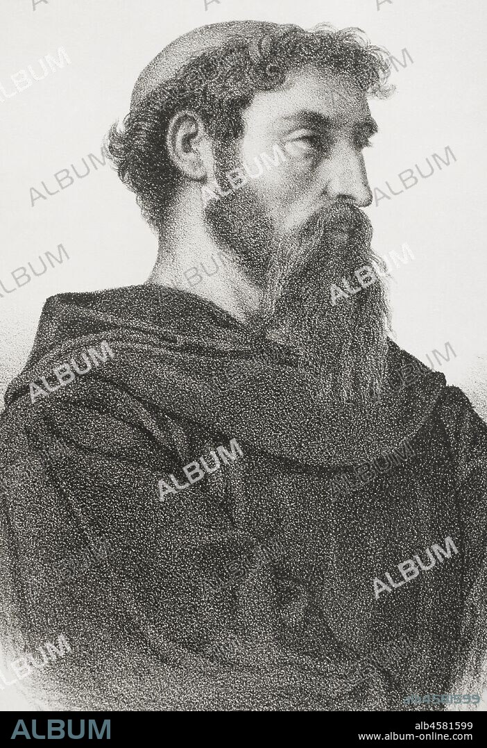 Toribio de Astorga (¿402?-476) también llamado Toribio de Liébana. Religioso católico español, obispo de Astorga. Dibujo por Llanta. Detalle. Litografía. Crónica General de España, Historia Ilustrada y Descriptiva de sus Provincias. Castilla-La Vieja,1870. Biblioteca Histórico Militar de Barcelona, Cataluña, España.