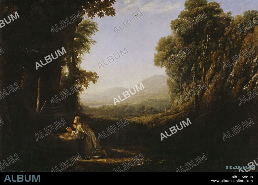 CLAUDE LORRAIN. Claudio de Lorena / 'Landscape with Saint Mary of Cervelló', 1636-1638, French School, Oil on canvas, 162 cm x 241 cm, P02259.
