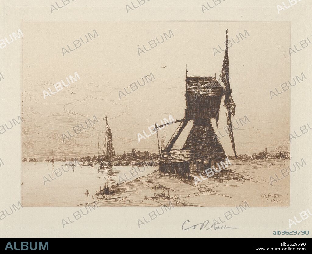 A Windmill. Artist: Charles Adams Platt (American, New York 1861-1933). Dimensions: plate: 4 13/16 x 6 9/16 in. (12.2 x 16.7 cm)
sheet: 3/8 x 10 7/8 in. (1 x 27.6 cm). Date: 1884.