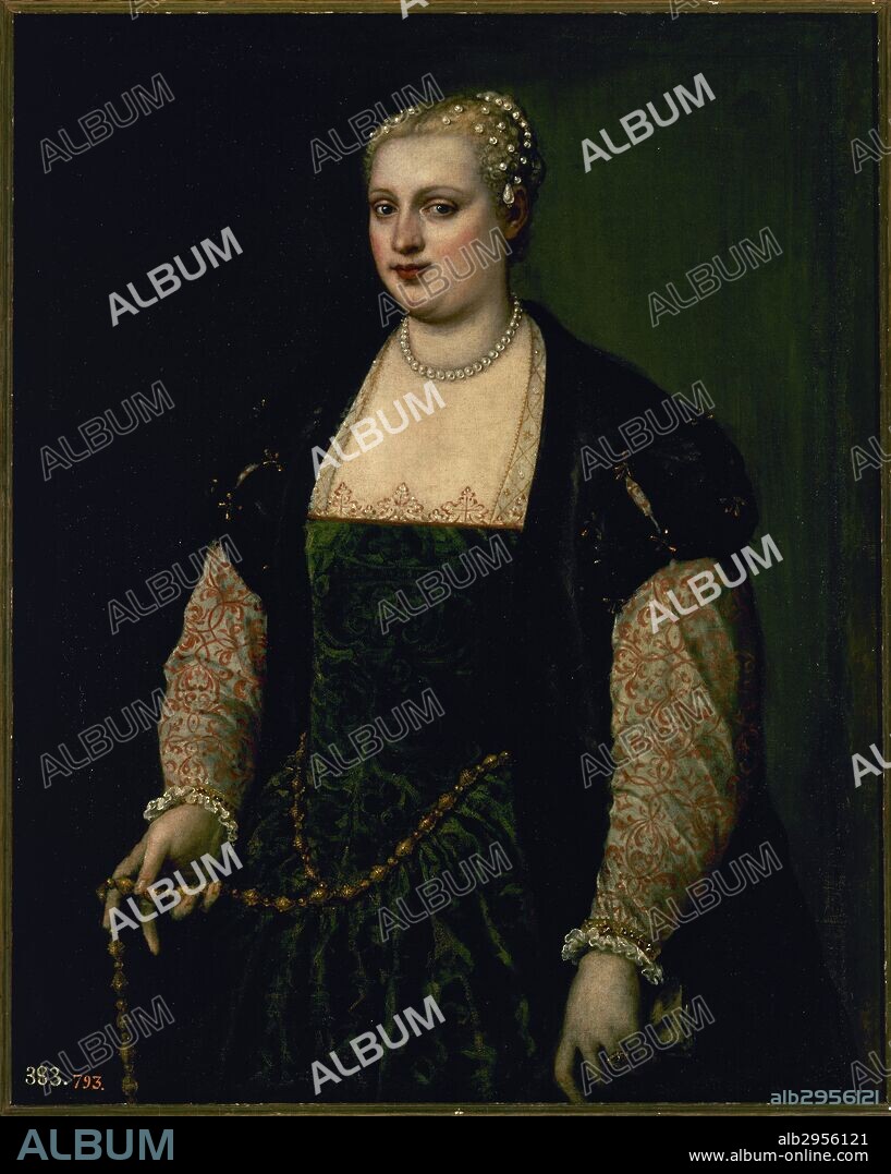 IL VERONESE o VERONES (de nombre Paolo Caliari o Cagliari). (Verona,1528-Venecia,1588). Pintor italiano. "LAVINIA VECELLIO". Lienzo (1,17 x 0,92 m). Museo del Prado. Madrid. España.