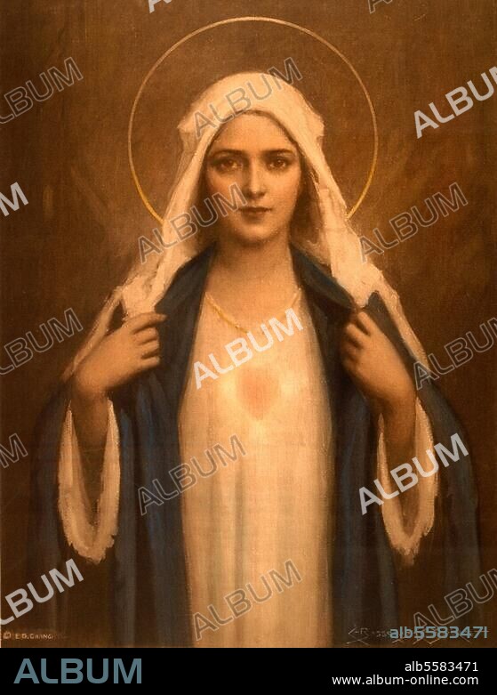 C. BOSSERON CHAMBERS. - "Immaculate Heart of Mary". Phototype, coloured, after the painting, c. 1910, by C.Bosseron Chambers (b. 1883).