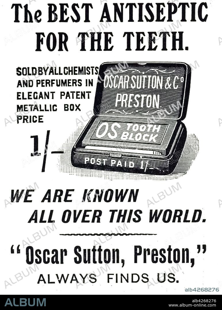 An advertisement for Sutton's dentifrice. Dated 20th century.