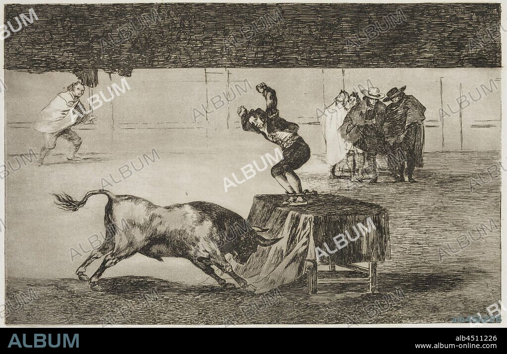 Francisco Goya, Spanish, 1746-1828, Another Madness of His in the Same Ring, 1815, etching, burnished aquatint, drypoint, and burin printed in brown ink on laid paper, Plate: 9 5/8 × 14 inches (24.4 × 35.6 cm).
