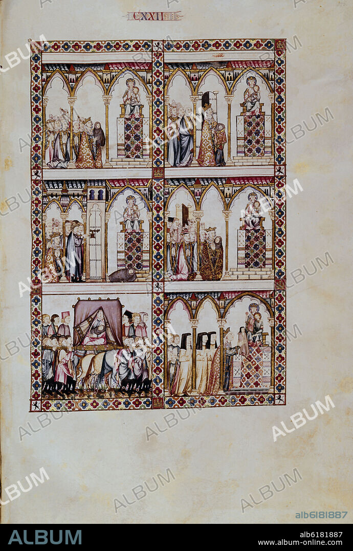 ALFONS X VON KASTILIEN DER WEISE. MTI1-CANTIGA STA MARIA Nº122-F173R-RESURRECCION DE UNA NIÑA OFRECIDA A LA VIRGEN-S XIII.