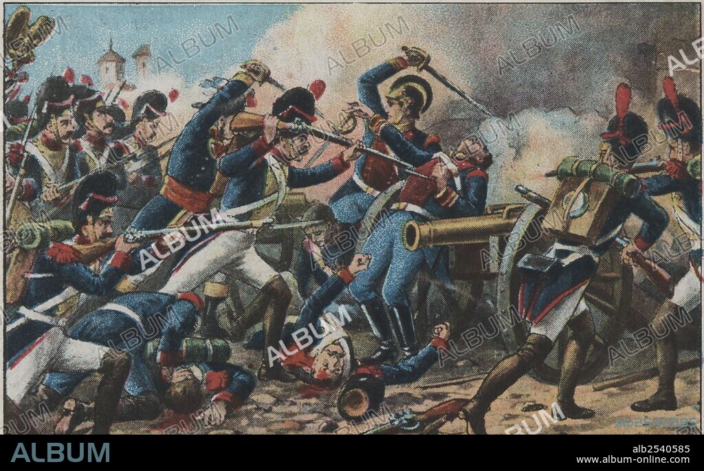 Guerra de la independencia. Año 1808. Daoiz y Velarde junto al teniente Ruiz en la defensa del parque de artillería de Madrid.