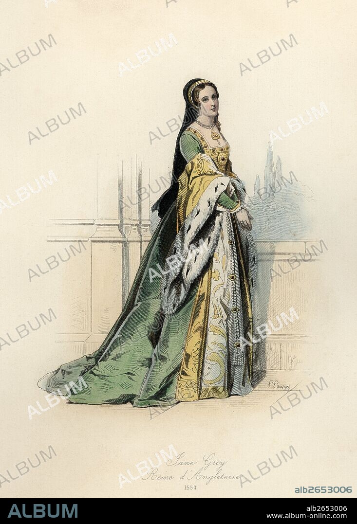 Jane Grey (Lady Dudley) (1537-1554). Reina de Inglaterra en 1553. Grabado de 1870.